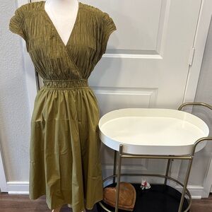 EUC THML Smocked Olive Midi Dress